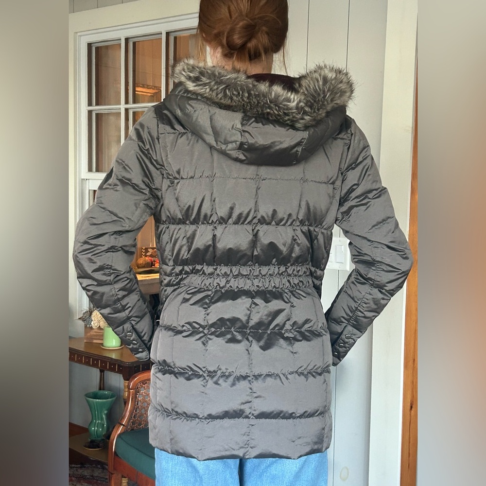 Eddie Bauer Brownish/Gray Puffer Jacket with Faux Fur Hood - Picture 12 of 12